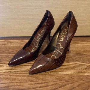 Sam Edelman Sz 10M Brown Textured Heels